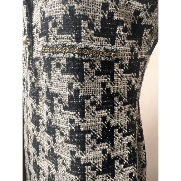 ZARA‎ WOMAN METALLIC THREAD DRESS WITH CHAIN TRIMS BLACK/WHITE Size Medium - Picture 3 of 11